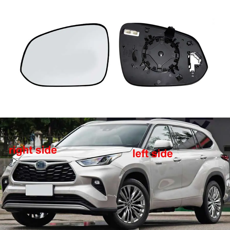 Para toyota highlander 2022 acessórios do carro exterior espelhos retrovisores laterais lente porta asa espelho retrovisor vidro com aquecimento