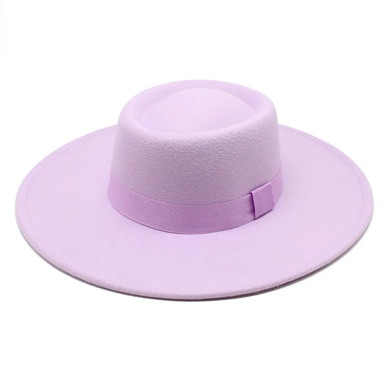Cappelli Fedora solidi in stile francese per donna 9,5 cm a tesa larga formale per feste di matrimonio cappello jazz per vacanze invernali all'aperto