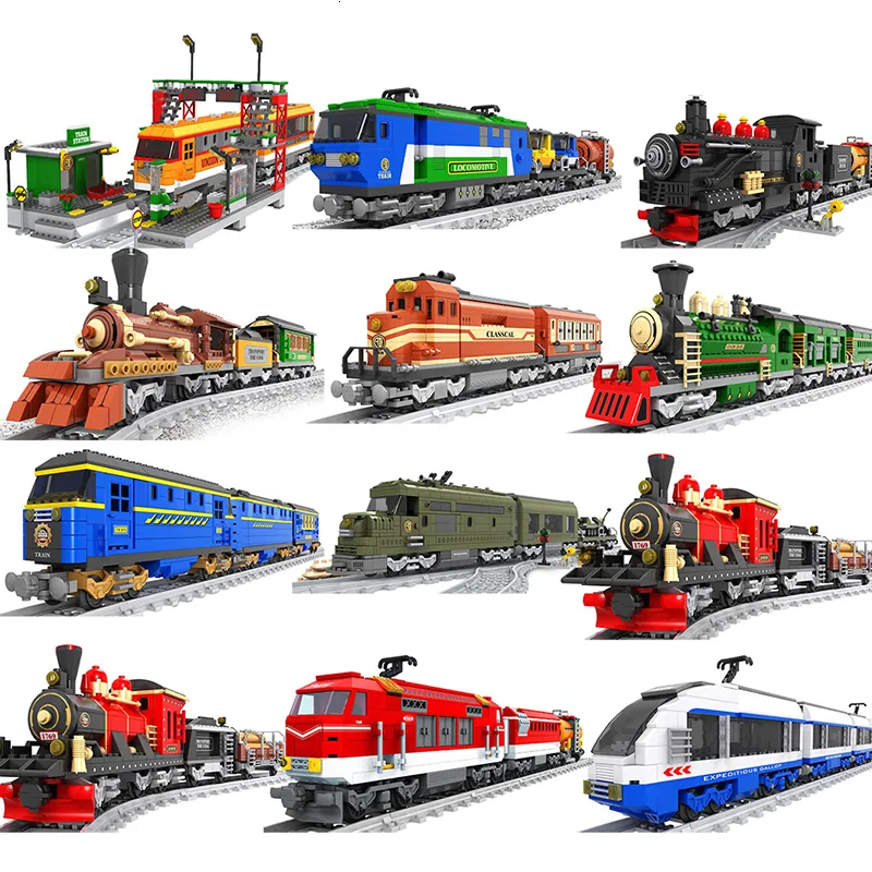 Diecast Model Şehir Tren Seti Steam Bullet Aracı Kargo Demiryolu İstasyonu Model Yapı Taşları Tuğla İzleme Demiryolu Motor Kiti Taşıma Çocuk Oyuncak 230705