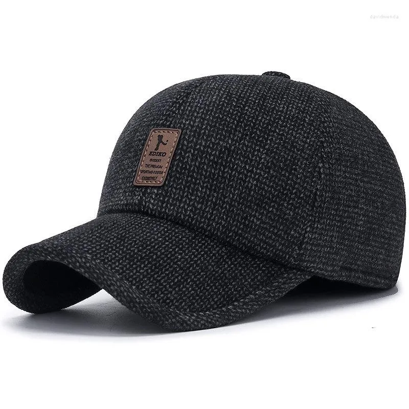 ボールキャップ冬キャップメンズ野球耳フラップ Gorra Hombre 屋外暖かい厚みフィットブランドスナップバック帽子大人のための