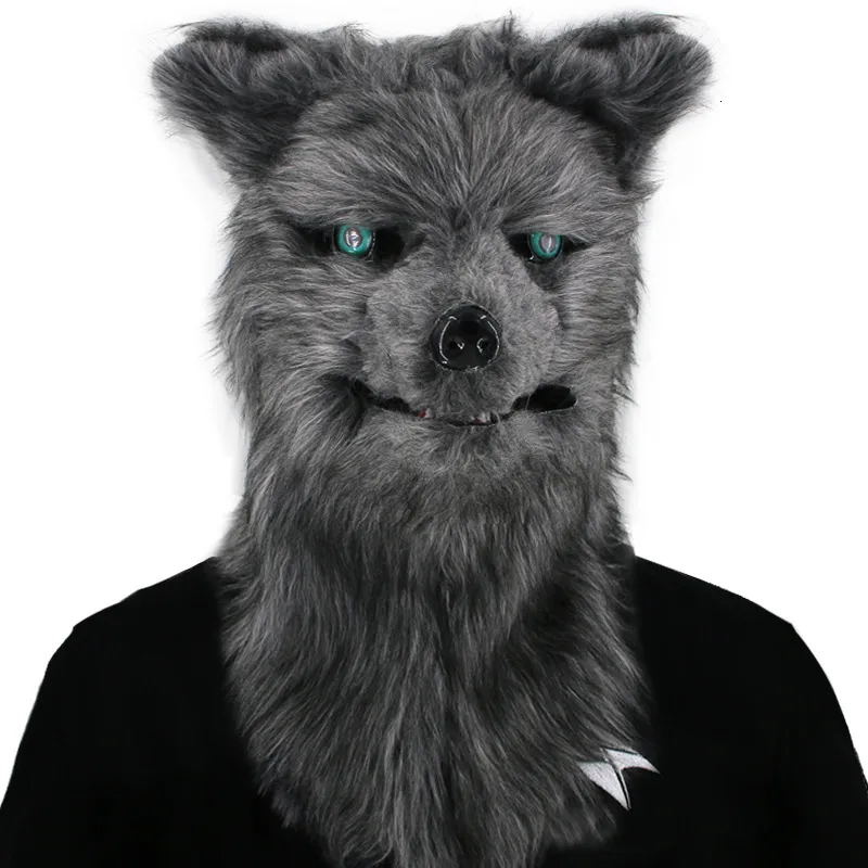 Tier-Kunstfell-Maske Wolf/Hund – Vollkopf-Maske Für Cosplay, Halloween, Partys