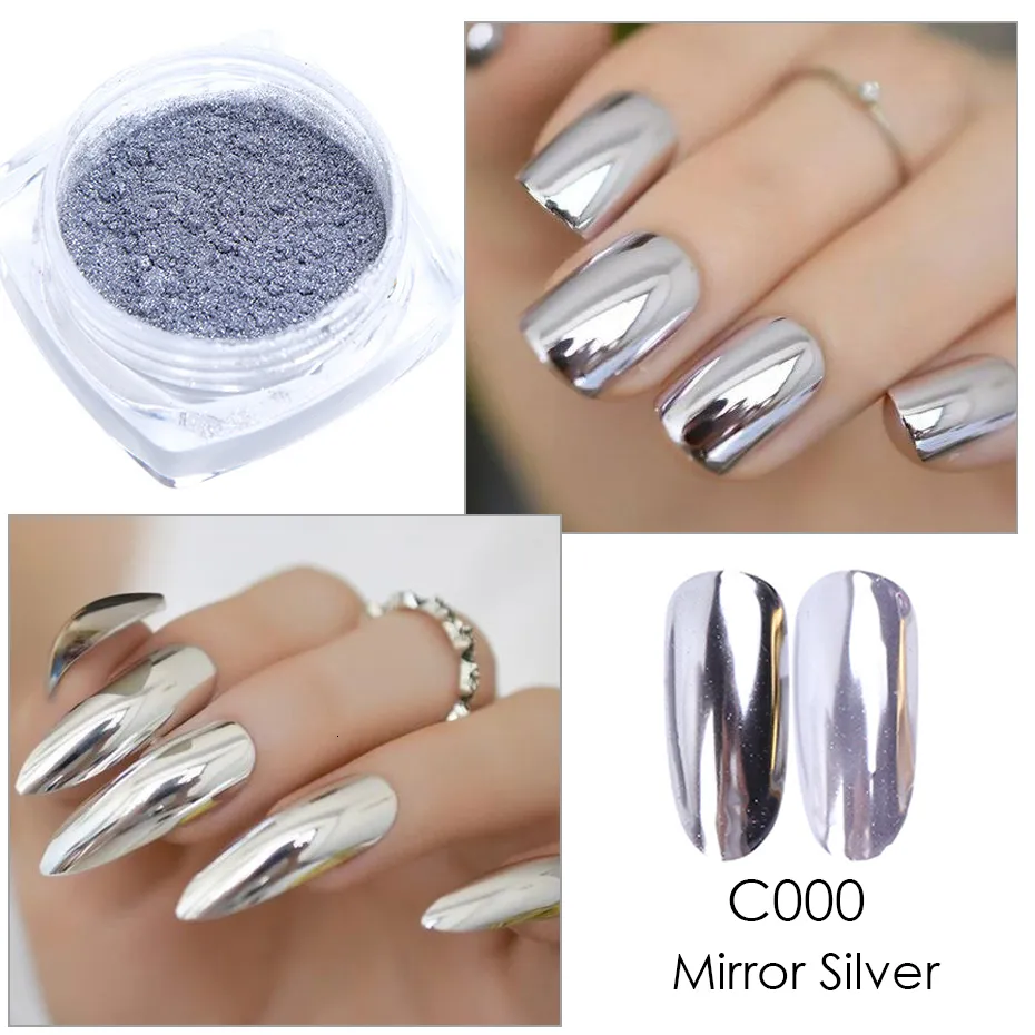 Silver Gold Chrome Mirror Nails Glitter Powder Metallic Rubbing