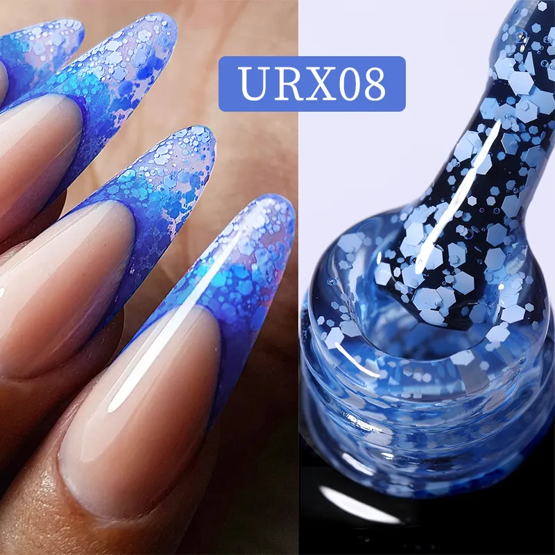 Nail Polish UR SUGAR 7ml Snow Flake Gel Nail Polish UV LED Semi Permanent Blue Green Pink White Snow Sequins Nails Art Design Varnish 230706