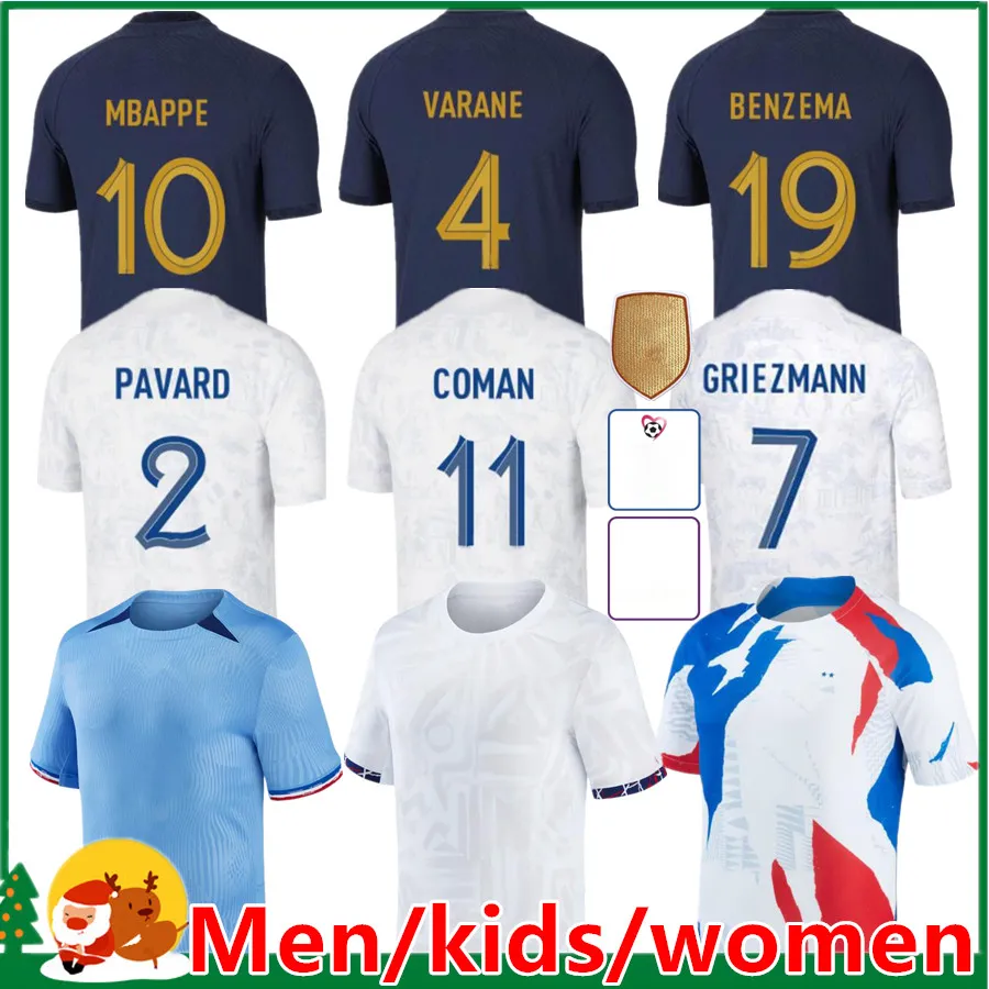 フレンチクラブフルセット2023ベンゼマサッカージャージ2024 Giroud Mbappe Griezmann Saliba Pavard Kante Maillot De Foot Equipe Maillots