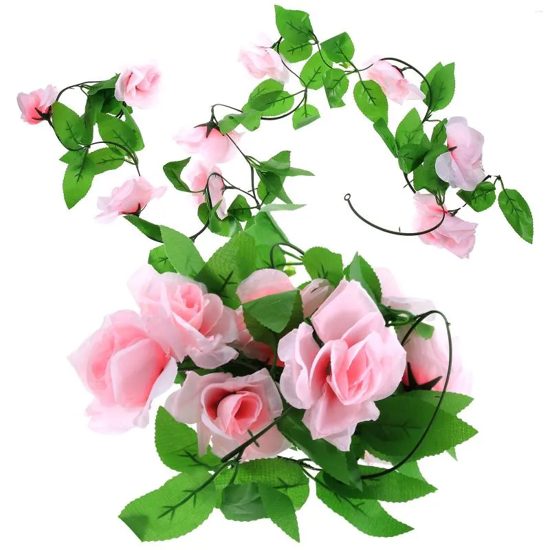 Fleurs décoratives 2 Pcs Porte Guirlande Linteau Faux Rose Rotin Botanique Décor Saint Valentin Accessoire Décoration Simulation Fleur Artificielle