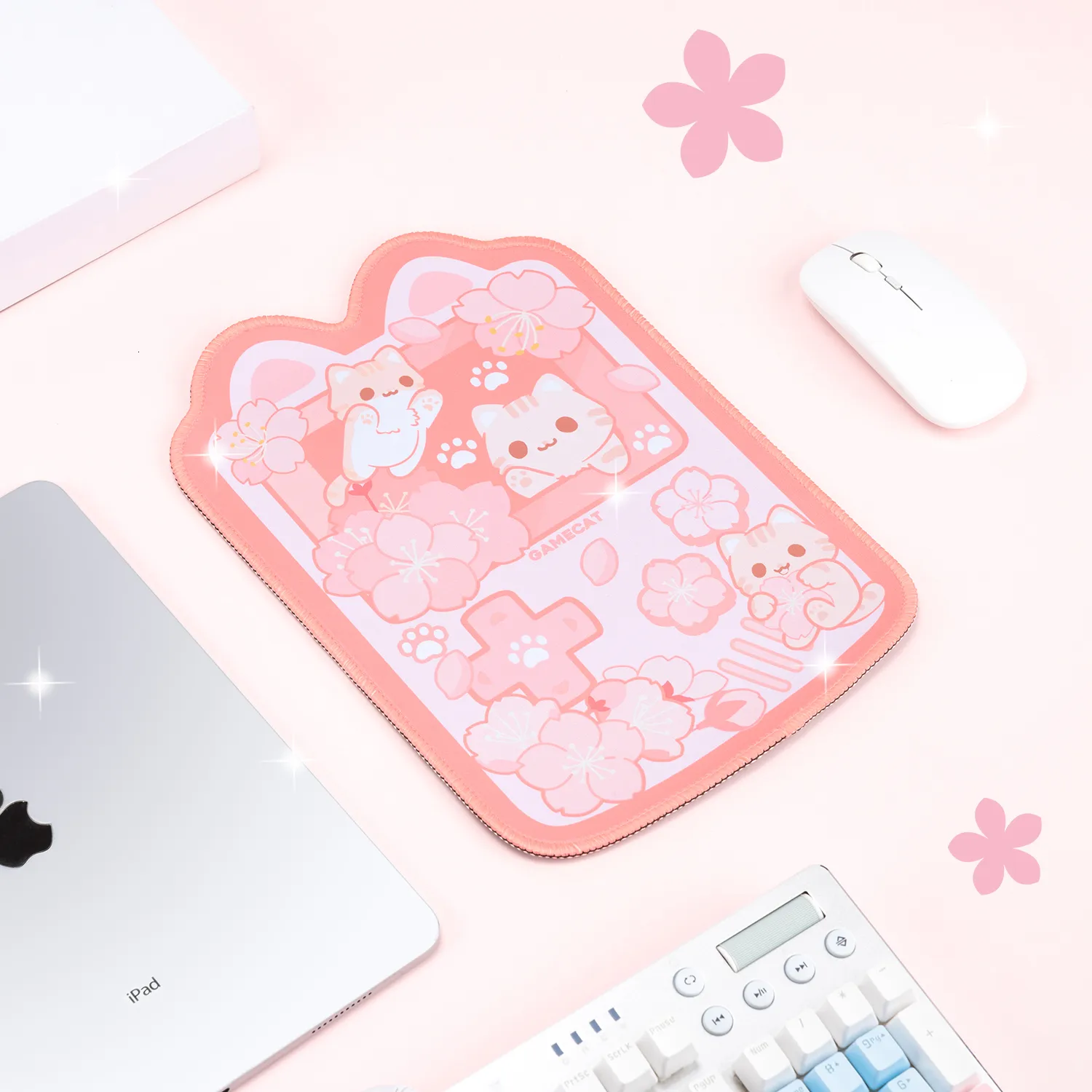 Autre maison jardin ordinateur portable Kawaii tapis de souris mignon Pastel rose Sakura chat tapis de bureau étanche à l'eau accessoires antidérapants 230705