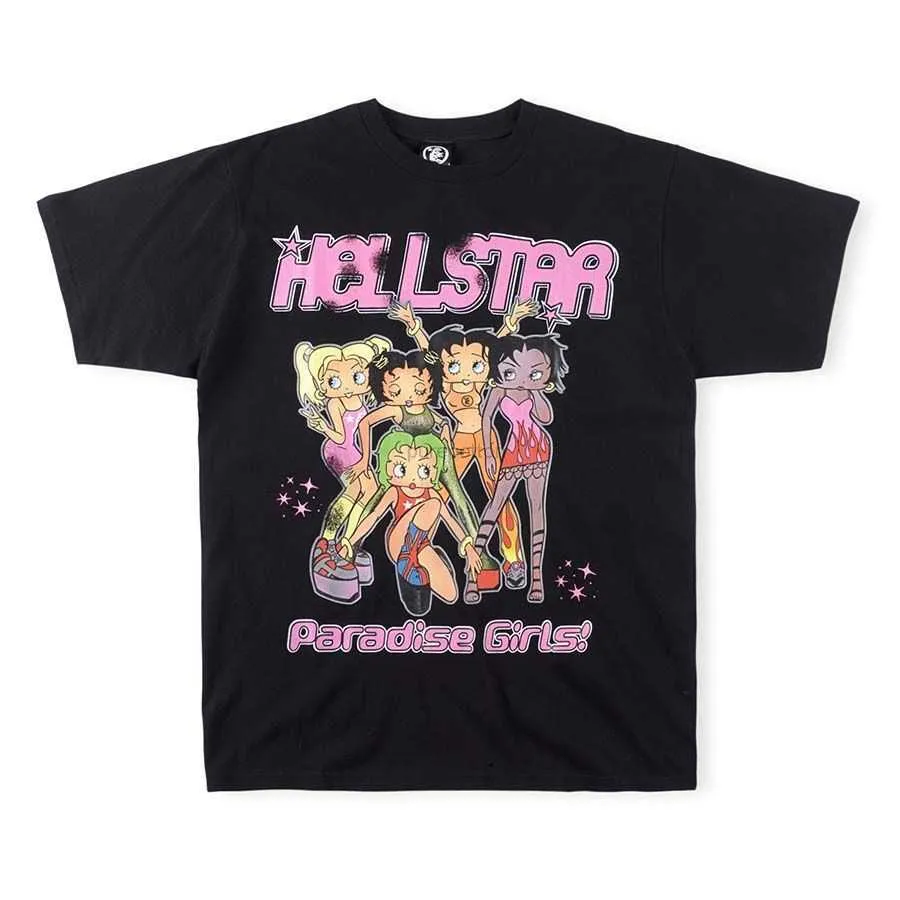 Diseñador Ropa de moda Camisetas Camisetas High Street Trend Hellstar Paradise Girl Camiseta de manga corta con estampado de algodón puro para hombres y mujeres Rock Hip hop