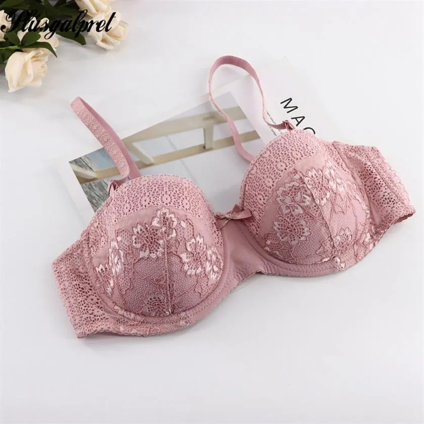 Plusgalpret Sexiga Push Up Spets BHar För Dam Demi BH Blå Svart Beige Bralette A B C D Cup 34 36 38 40246t