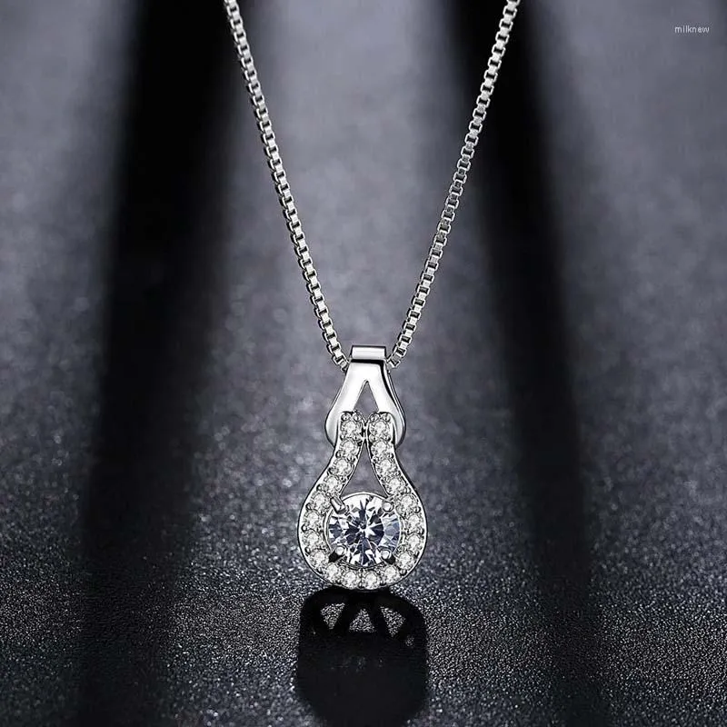 Pendentif Colliers Dames Collier Rond Zircon Collier Bijoux De Fiançailles De Mode Princesse Pour Petite Amie