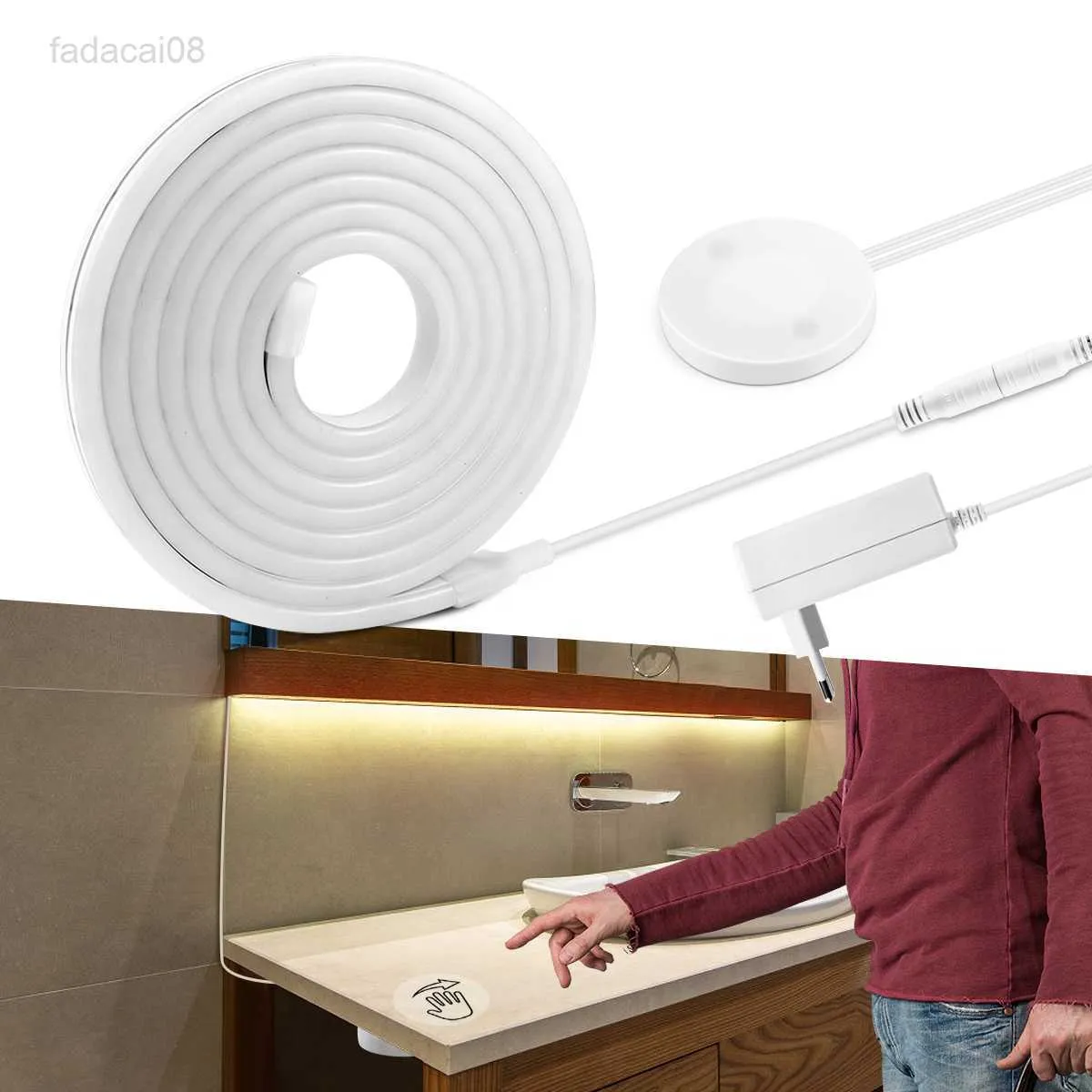 Sign Dimmable Neon Strip Light Hand Sweep Motion Touch Sensor Signal Penetrable 25MM Wood Board Kitchen Cabinet Wardrobe LED Tape HKD230706