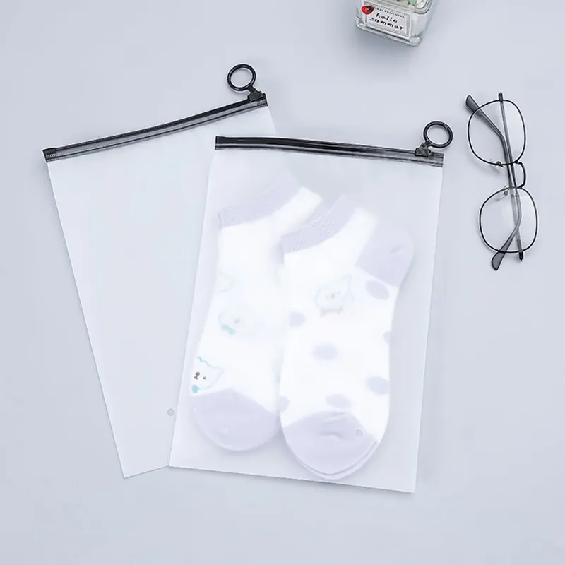 Frosted Zipper Bag Eco Friendly Transparent Clothing Socks Storage Pouch Self Sealing Matte Travel Bags LX5675