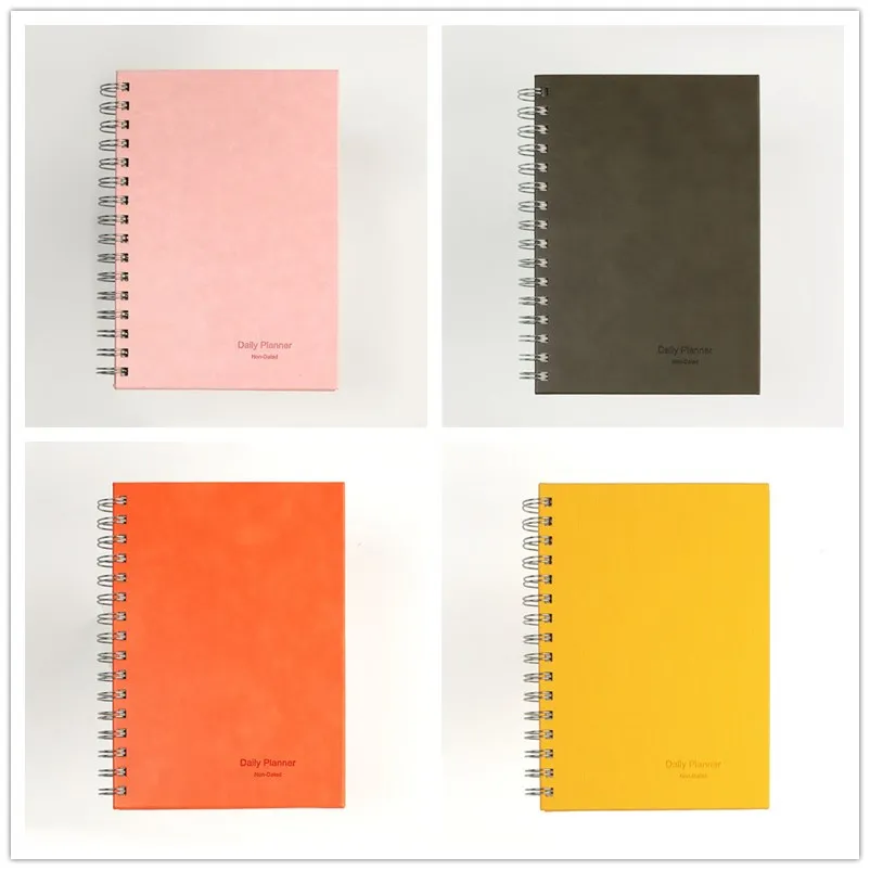 Cuaderno de calendario A5 con páginas interiores Cuadernos de bobina de cuero sintético 160 hojas Blocs de notas QMR13b