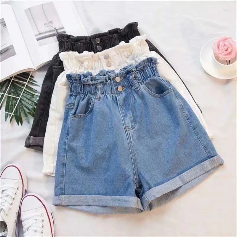 Frauen Shorts 2023 Sommer Große Elastische Taille Koreanische Version Schlank Lose Breite Bein Denim