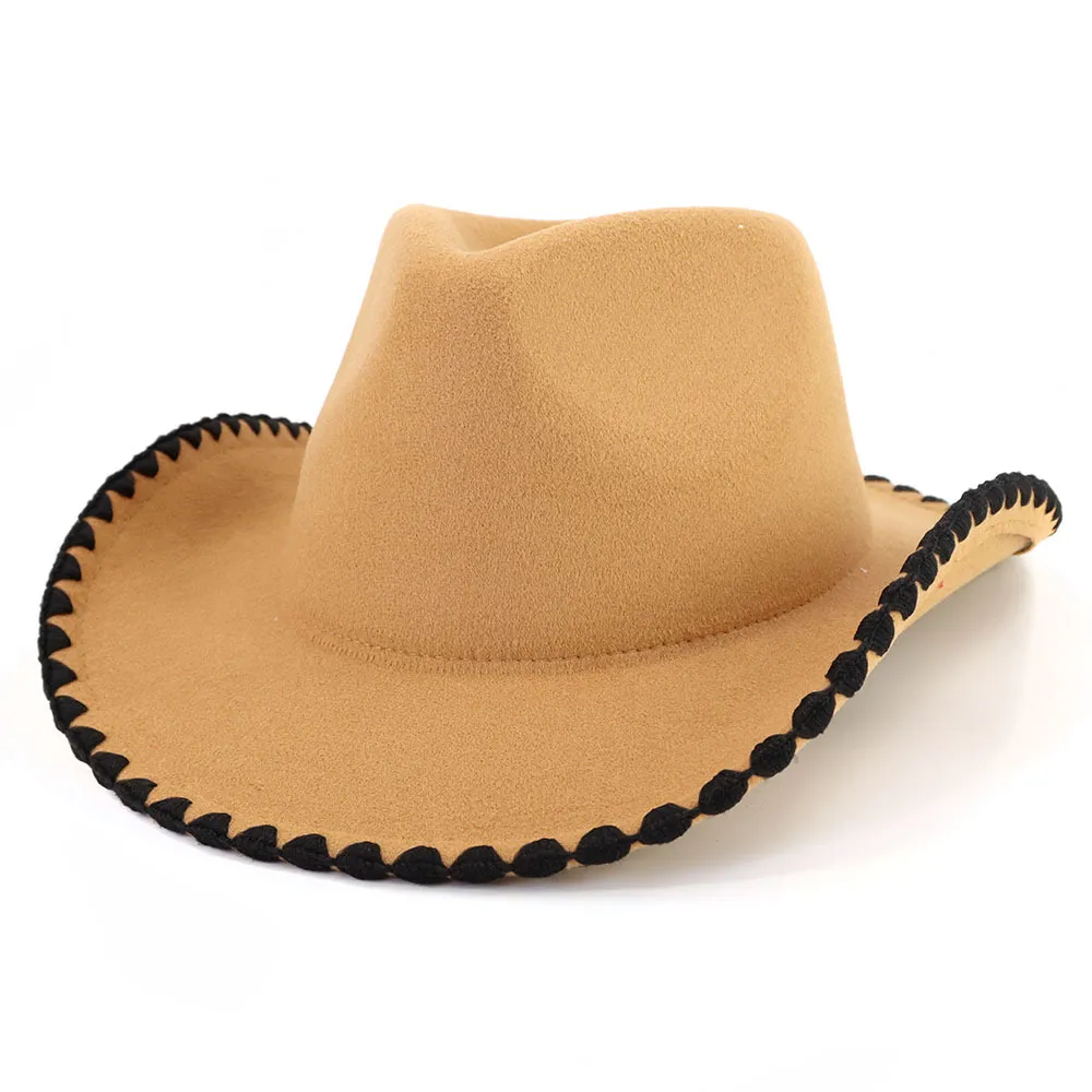 Chapéus de cowboy de aba larga masculinos vintage outono inverno feminino novo chapéu Fedora de feltro pêssego chapéu de feltro Jazz Trilby chapéu de sol ao ar livre