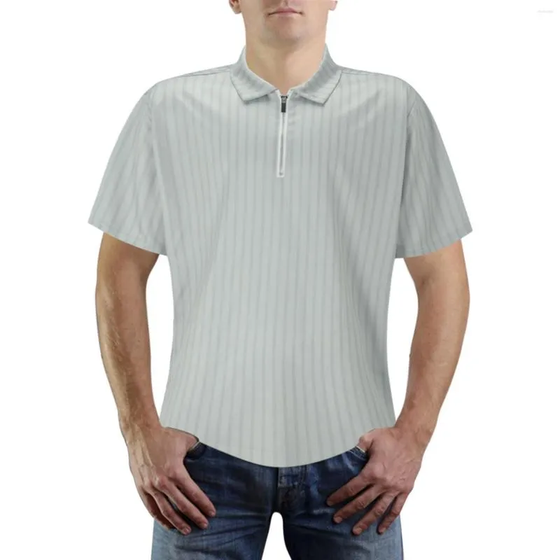 Camisetas masculinas com zíper e listradas camisolas de verão masculinas