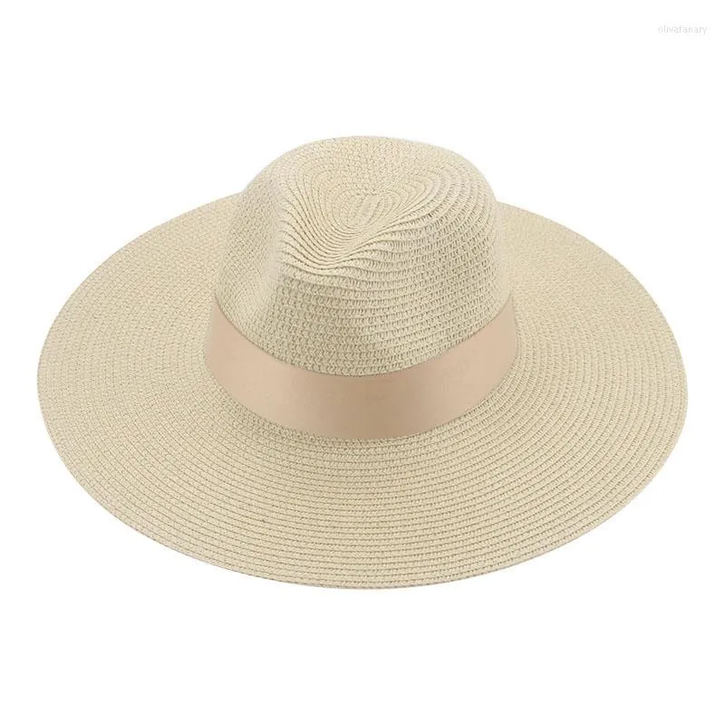 Chapeaux à large bord Chapeau de plage en paille Femmes Été Bande solide Luxe Casual Panama Hommes Soleil Classique Chapeau Femme Gorras