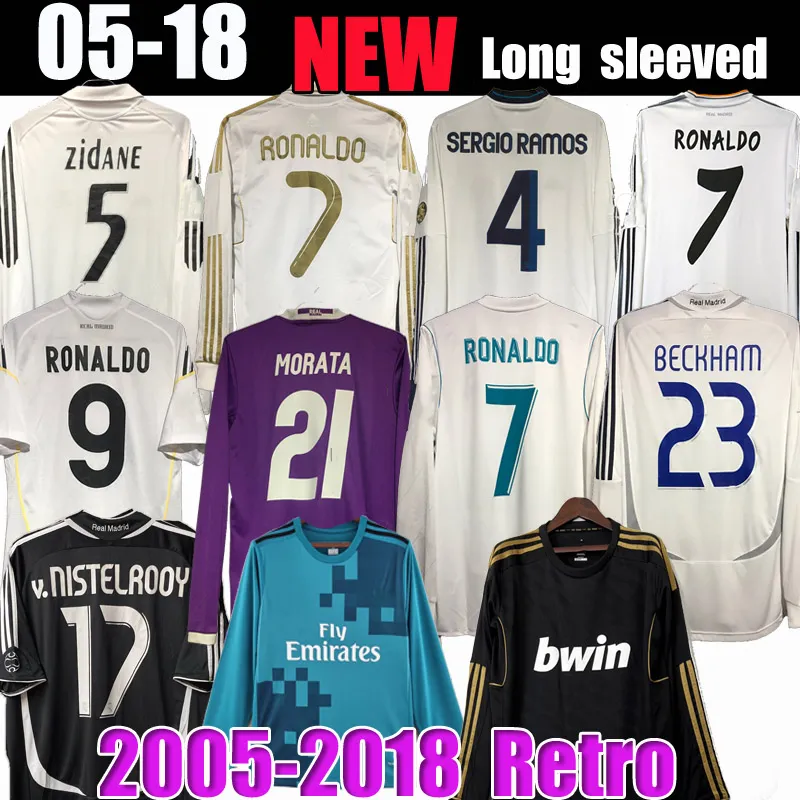 Retro Real MadridS Soccer Jersey long sleeve Football shirts GUTI Ramos SEEDORF CARLOS 10 11 12 13 14 15 16 17 RONALDO ZIDANE RAUL 00 01 02 03 04 05 06 07 finals KAKA