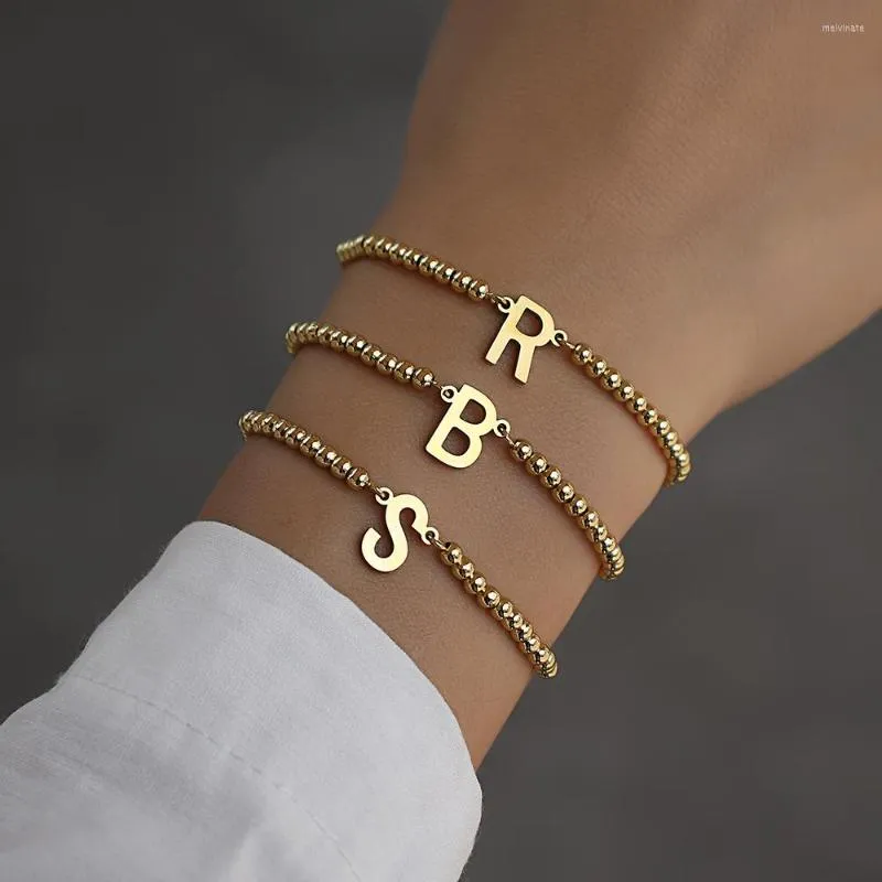 Braccialetti con ciondoli 2023 acciaio inossidabile A-Z bracciale con lettera iniziale da donna catena regolabile in zirconi pavimentati per regalo di gioielli