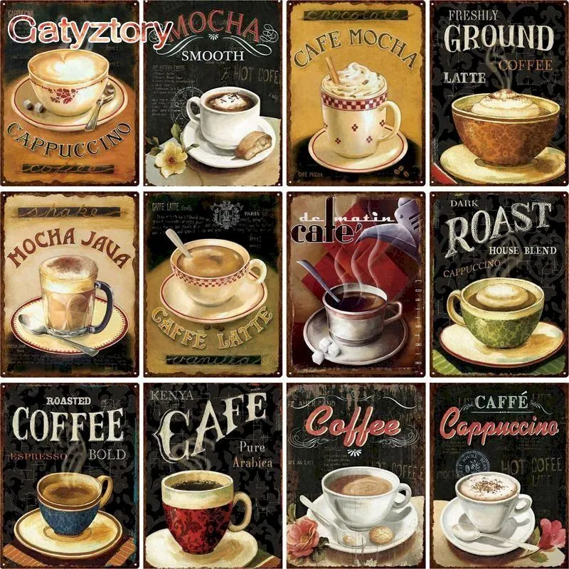 Set Gatyztory Kaffee-Poster, DIY Malen nach Zahlen, handgemaltes Leinwandgemälde, Zuhause, Wandkunst, Bild für Wohnzimmer, einzigartiges Geschenk