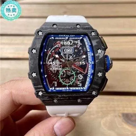 Richardmille Relógios Relógios de Pulso Estilo Esportivo Rm11-04 Relógio Mecânico em Fibra de Carbono em Forma de Barril Vazio Treinador Italiano Mesmo Relógio Masculino HBOJ