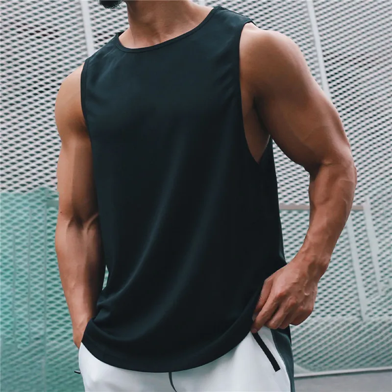 Męskie podkoszulki letnie szybkoschnące sportowe t-shirty dla mężczyzn jednokolorowe bez rękawów siłownia podkoszulek do mięśni Fitness koszulki na siłownię kulturystyka koszulki do biegania 230706