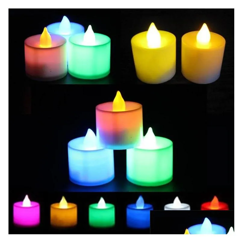 Candles Led Electronic Candle Light Seven Colorf Birthday Lamp Flameless Christmas Decoration Yellow Warm White Drop Delivery Home Ga Dhjhg