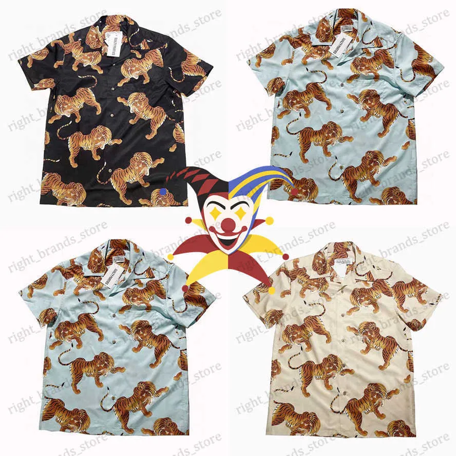 Camisas casuales para hombres New Tiger Printing WACKO MARIA Shirt Hombres Mujeres 1 1 Camisas hawaianas de la mejor calidad T230707
