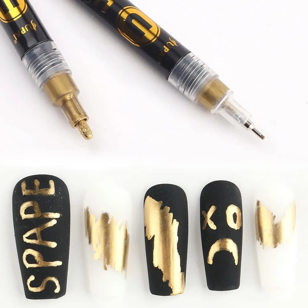 2pcs/set Mirror Chrome Gold Nail Art Pens Metallic Paint Nail Pen Art Lines  Drawing Pens DIY Painting Nail Graffiti Pen - AliExpress