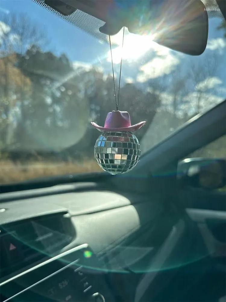 Mini Cowboy Globe Keychain With Disco Ball Car Charm And Rear View