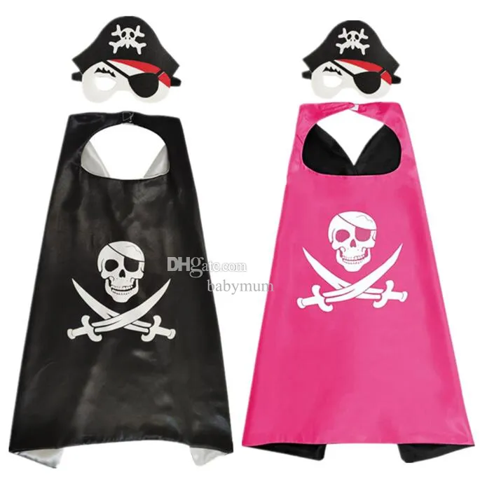 Cadılar Bayramı Kostümleri Bebek Pelerin Kep ve Göz Yaması Partisi Cosplay Pirate Cape Festival Çocuk Çocuklar Sihirli Uzun Robe Party Prop