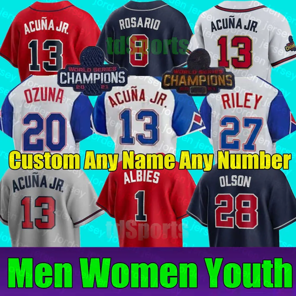 Koszulki bejsbolowe 2023 City Connect Ronald Acuna Jr. MATT OlSON ATLANTA JORGE SOLER DEiON SANDERS AUSTIN RILEY BRAVE OZZIE ALBIES JONES Mężczyźni Kobiety Młodzież