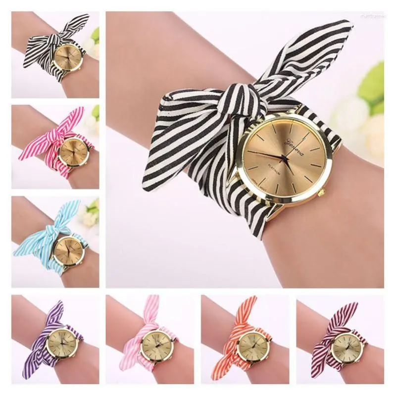 Montres-bracelets personnalisées sans bouton cravate à la main montre à Bracelet floral femmes fille montres Bracelet à Quartz en tissu montre-Bracelet étudiants