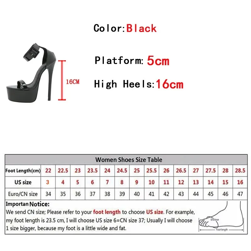 Liyke siyah patent deri ayak bileği kayış kadınlar 16cm sandaletler seksi platform açık ayak parti nachtclub striptizci topuklu kutup dans ayakkabıları