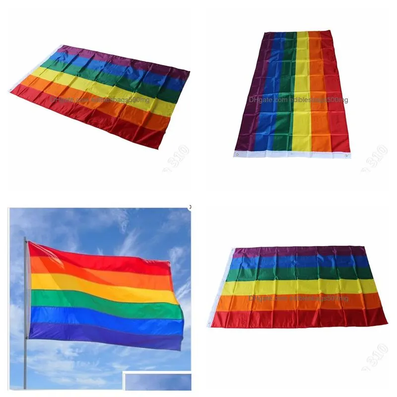 バナーフラグ 90X150 センチメートルレインボーフラッグポリエステル素材 Lgbt カラー装飾庭 T3I5074 ドロップ配信ホームお祝いパーティー用品 Dhhed