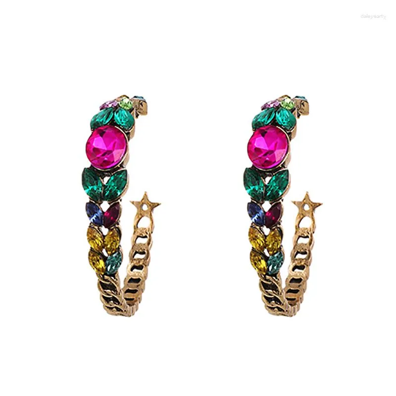 Boucles d'oreilles ZHINI 2023 arrivée Simple classique géométrique cerceau pour les femmes ethnique couleur strass boucle d'oreille déclaration bijoux cadeau