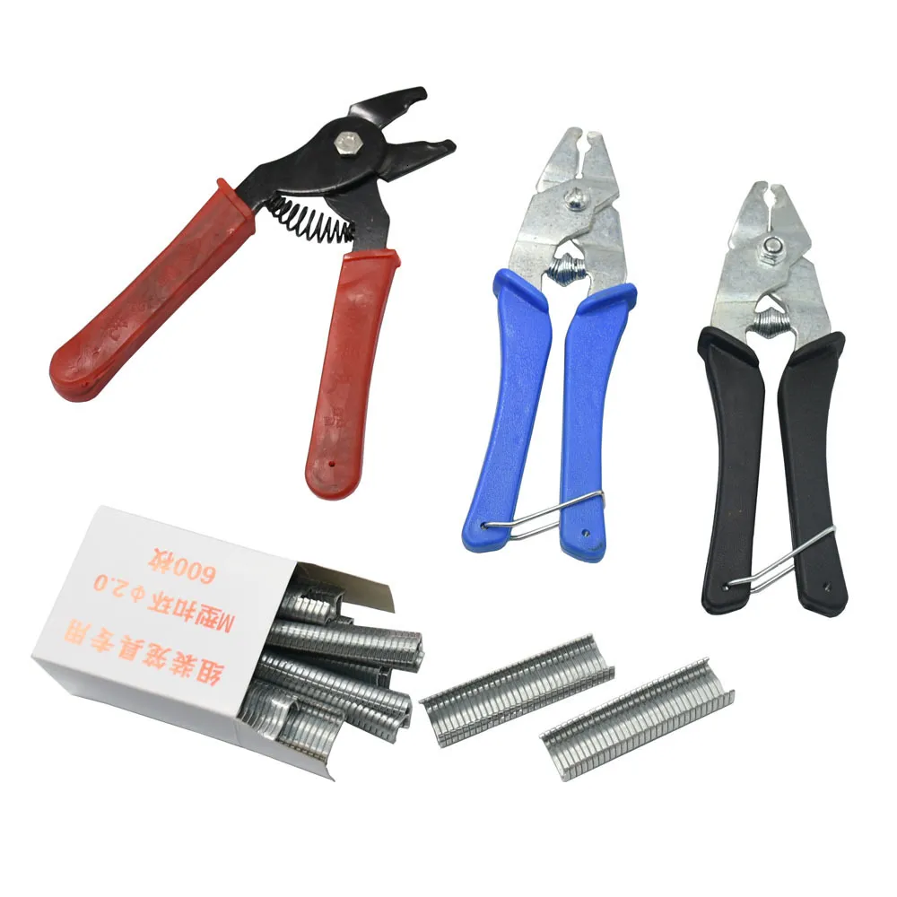 Incubators Animal Cage Hog Ring Pliers Tool and 600pcs M Clips Chicken Mesh Wire Fencing Caged Clamp 230706