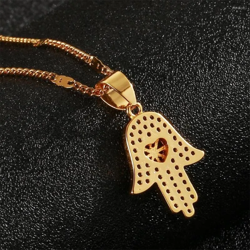 Naszyjniki z wisiorkami Naszyjnik Hamsa w złotym kolorze Ręka Fatimy Lucky Trendy Chain Jewelry