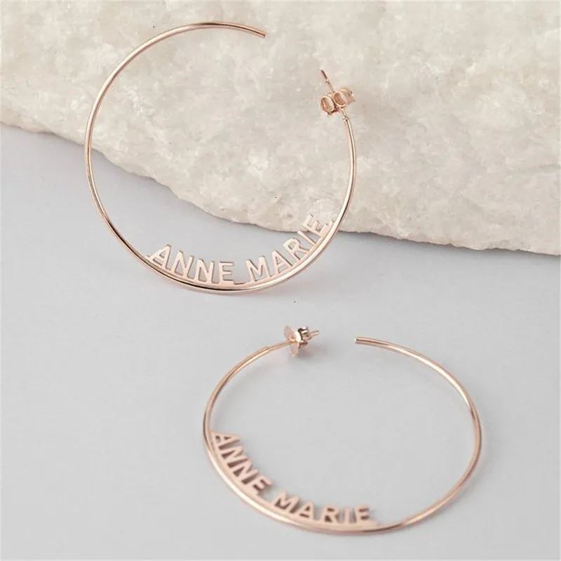 Hoop Huggie 70mm Custom Name Örhängen Personligt namn Örhängen Namn Hoops Namn Örhängen Hoop Örhängen Guld Custom Earrings Custom Hoops 230706