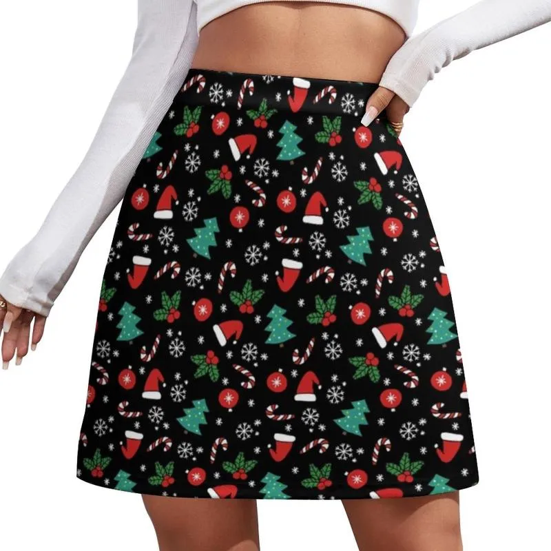 Skirts Christmas Print Skirt Summer Snowflake And Tree Aesthetic Casual A-line Cute Mini Ladies Custom Big Size Clothing