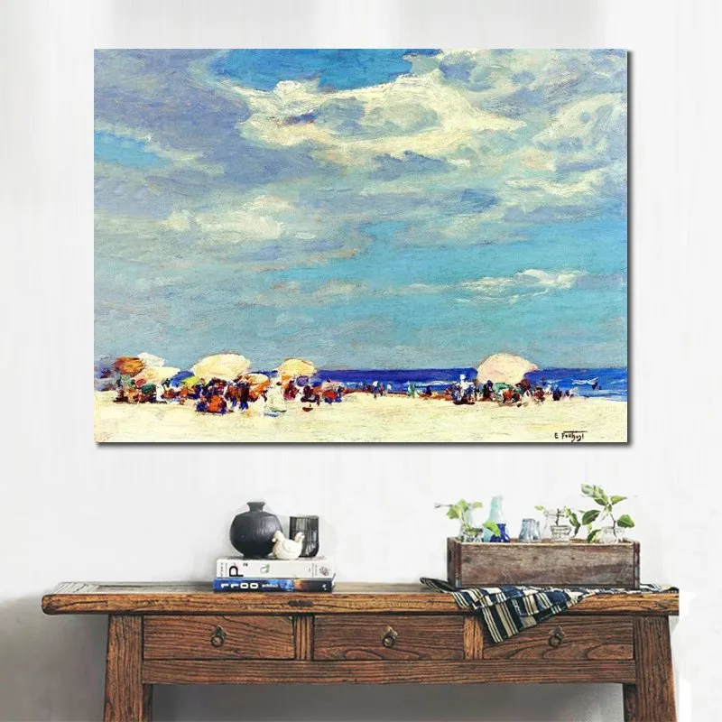 Bord de mer toile Art scène de plage Ii peinture par Edward Henry Potthast oeuvre impressionnisme paysage fait à la main décoration murale