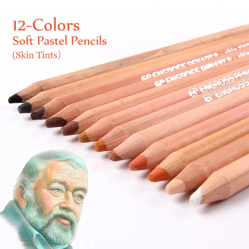 Sacs à crayons 12 crayons pastel doux professionnels teintes De peau de bois colorées pour dessin école Lapices De Colores papeterie 230706