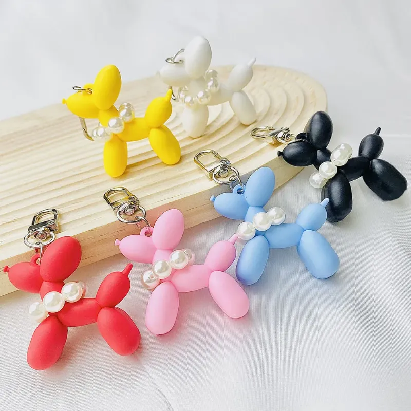 Creative Pearl Balloon Dog Cartoon Keychain Hänge Söt Bubble Dog Animal PVC Nyckelring Smycken Tillbehör Present