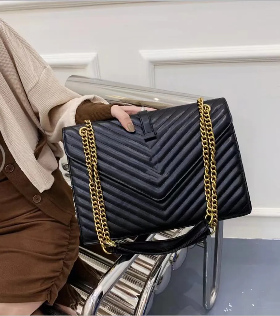 PU Classic Designer Messenger Borsa a tracolla da donna Modello a Y Moda Borsa a tracolla Tote famosa di lusso Borsa a tracolla nera in oro e argento di grandi dimensioni