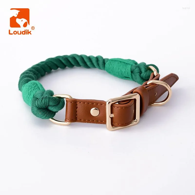 Dog Collars Loudik Luxury Braided Rope Personalized Handmade Adjustable Leather Pet Necklace Accessories For Small Medium Large