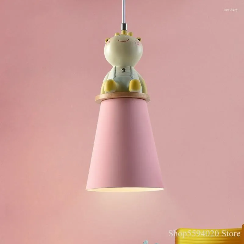 Chandeliers Creative Cartoon Animal Lustre Pendant Lights Girl Princess Bedroom Children's Room Hanging Light Fixture Dining Suspendu