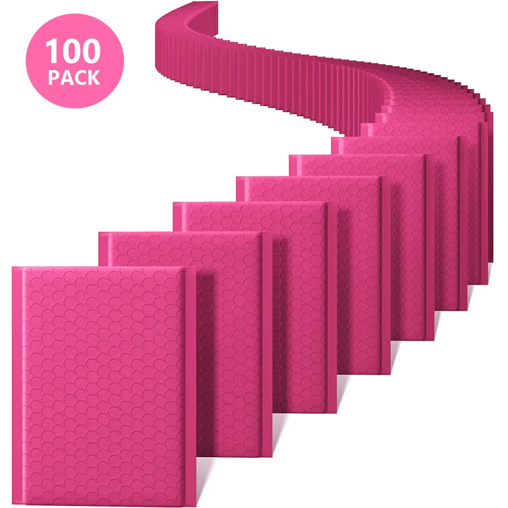 Protective Packaging 100pcs Pink Bubble Mailer Padded Mailing Envelopes Poly for Self Seal Bag Padding 230706