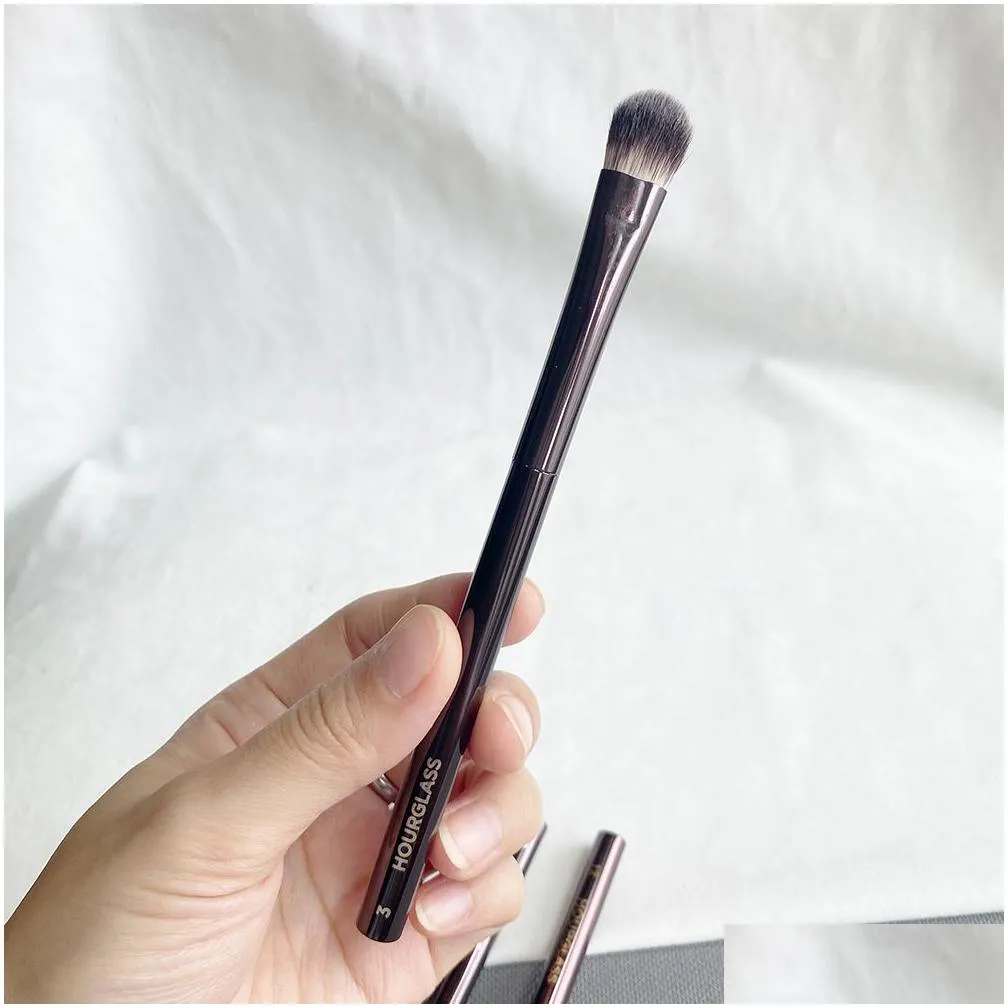 hourglass eye makeup brushes set luxury eyeshadow blending shaping contouring highlighting smudge brow concealer liner cosmetics tools metal handle soft