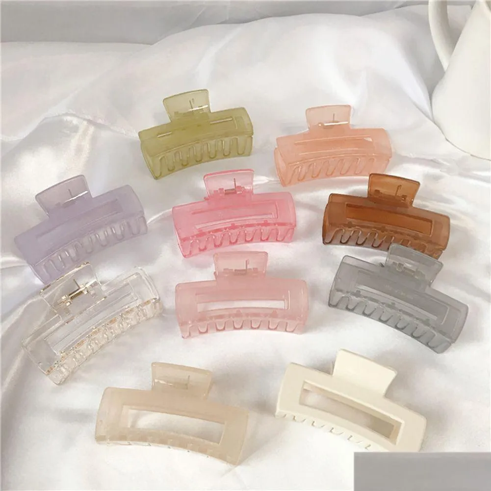 Hair Clips Barrettes Korean Solid Claws Elegant Clear Acrylic Hairpins Barrette Headwear For Women Girls Accessories Gifts Drop De Dhylq