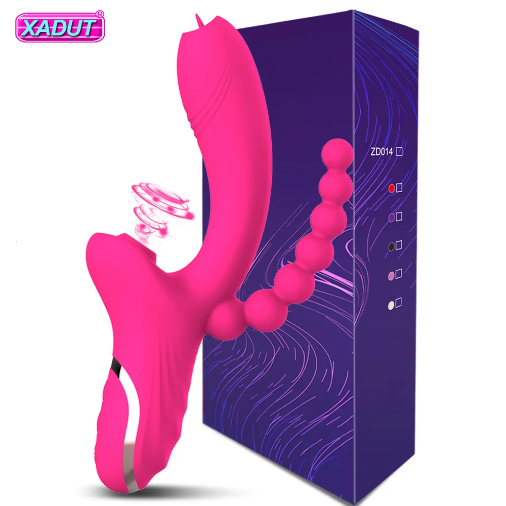 Vibrators 3 in 1 Clit Sucker Dildo Vibrator voor Vrouwen Clitoris G Spot Tong Likken Vacuüm Stimulator Seksspeeltjes volwassen Goederen Vrouwelijke 230706