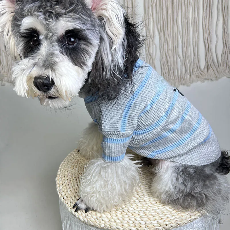 Printemps été chien vêtements tricoté gilet pull Slim Fit vêtements pour animaux de compagnie tissu doux mince vêtements pour animaux de compagnie rayé chien vêtements